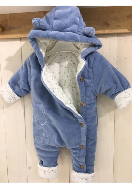 Coral Soft Düğmeli Sevimli Ayıcık Bebek Tulumu
