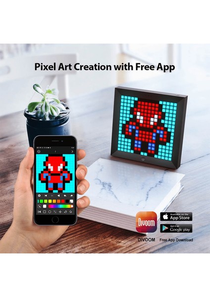 Pixoo 16x16 Piksel LED Ekranlı APP Kontrollü Akıllı Piksel Resim Çerçevesi