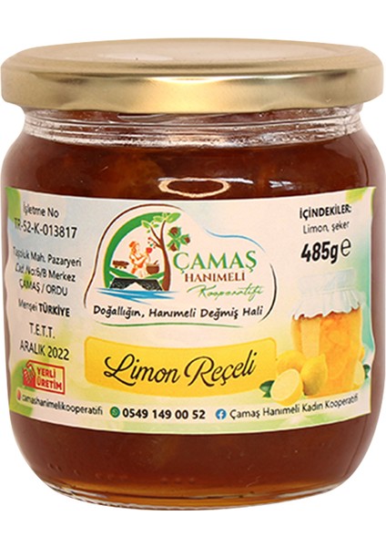 Çamaş Hanımeli Kooperatifi Limon Reçeli 485 gr