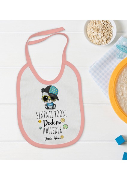 Kids Kişiye Özel Pembe Bebek Mama Önlüğü - Model 76