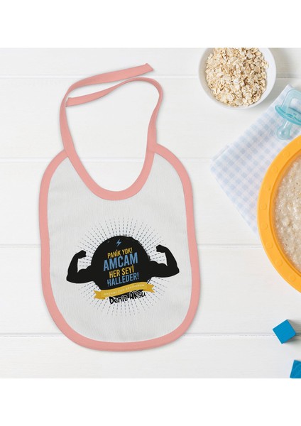 Kids Kişiye Özel Pembe Bebek Mama Önlüğü - Model 68