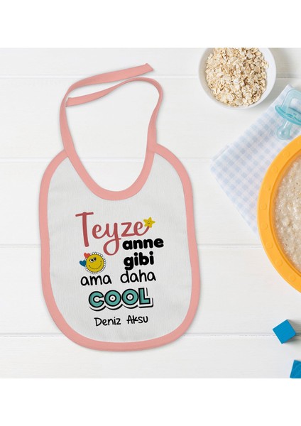 Kids Kişiye Özel Pembe Bebek Mama Önlüğü - Model 52