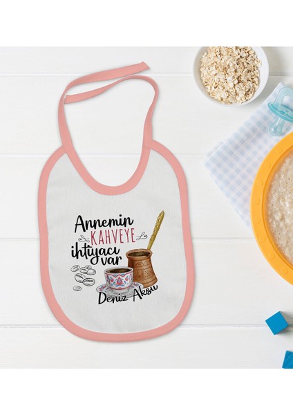 Kids Kişiye Özel Pembe Bebek Mama Önlüğü - Model 51