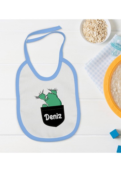 Kids Kişiye Özel Mavi Bebek Mama Önlüğü - Model 172