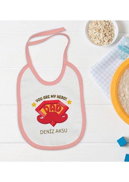 Kids Kişiye Özel Pembe Bebek Mama Önlüğü - Model 16