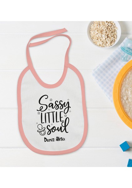 Kids Kişiye Özel Pembe Bebek Mama Önlüğü - Model 8