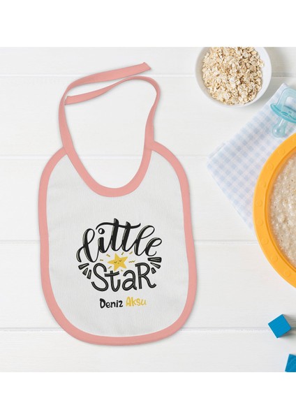 Kids Kişiye Özel Pembe Bebek Mama Önlüğü - Model 7