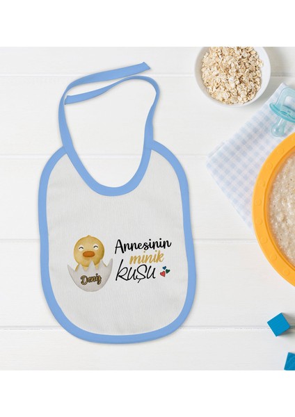 Kids Kişiye Özel Mavi Bebek Mama Önlüğü - Model 80