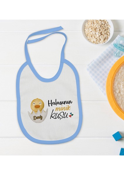 Kids Kişiye Özel Mavi Bebek Mama Önlüğü - Model 79