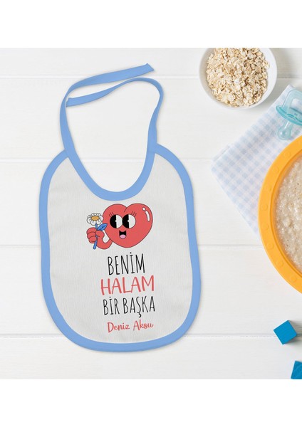 Kids Kişiye Özel Mavi Bebek Mama Önlüğü - Model 77