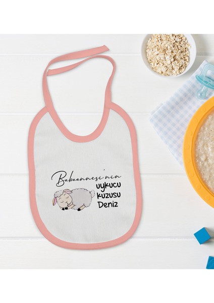 Kids Kişiye Özel Pembe Bebek Mama Önlüğü - Model 90