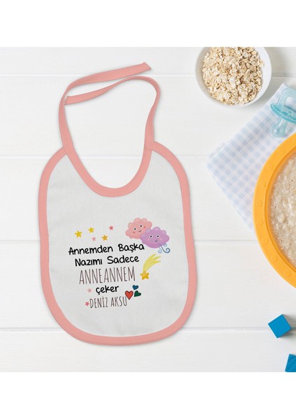 Kids Kişiye Özel Pembe Bebek Mama Önlüğü - Model 81