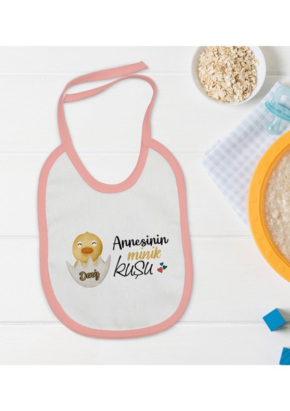 Kids Kişiye Özel Pembe Bebek Mama Önlüğü - Model 80
