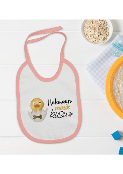 Kids Kişiye Özel Pembe Bebek Mama Önlüğü - Model 79