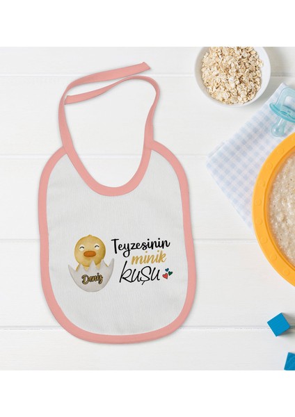 Kids Kişiye Özel Pembe Bebek Mama Önlüğü - Model 78