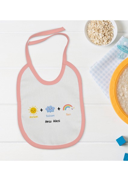 Kids Kişiye Özel Pembe Bebek Mama Önlüğü - Model 70