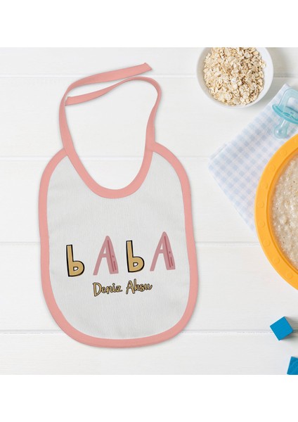 Kids Kişiye Özel Pembe Bebek Mama Önlüğü - Model 61