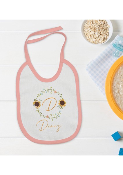 Kids Kişiye Özel Pembe Bebek Mama Önlüğü - Model 134