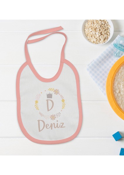 Kids Kişiye Özel Pembe Bebek Mama Önlüğü - Model 133