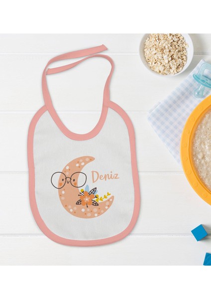 Kids Kişiye Özel Pembe Bebek Mama Önlüğü - Model 121