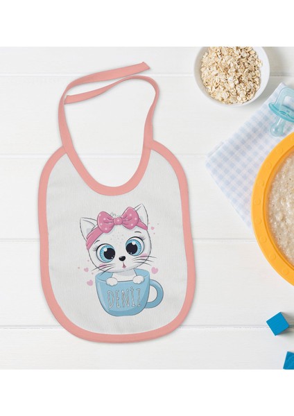 Kids Kişiye Özel Pembe Bebek Mama Önlüğü - Model 118