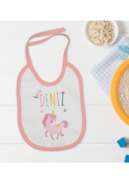 Kids Kişiye Özel Pembe Bebek Mama Önlüğü - Model 117