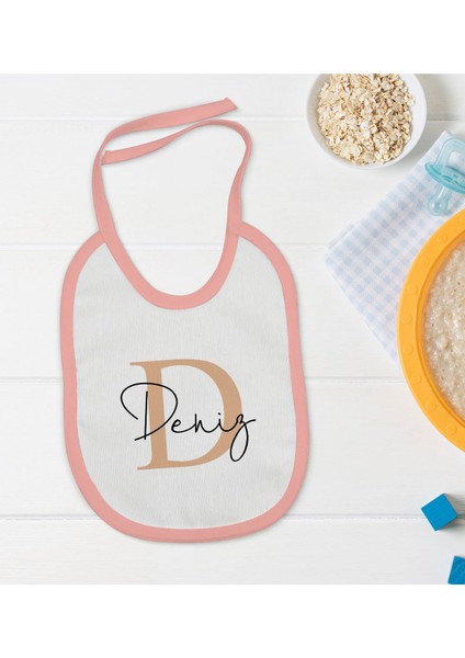 Kids Kişiye Özel Pembe Bebek Mama Önlüğü - Model 116