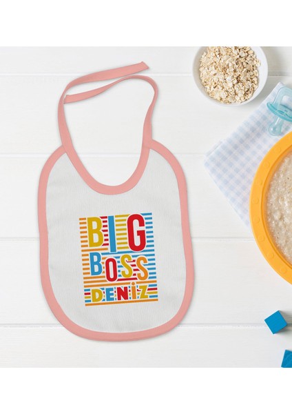 Kids Kişiye Özel Pembe Bebek Mama Önlüğü - Model 112