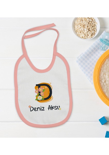 Kids Kişiye Özel Pembe Bebek Mama Önlüğü - Model 109