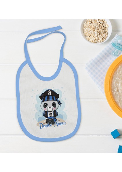 Kids Kişiye Özel Mavi Bebek Mama Önlüğü - Model 180