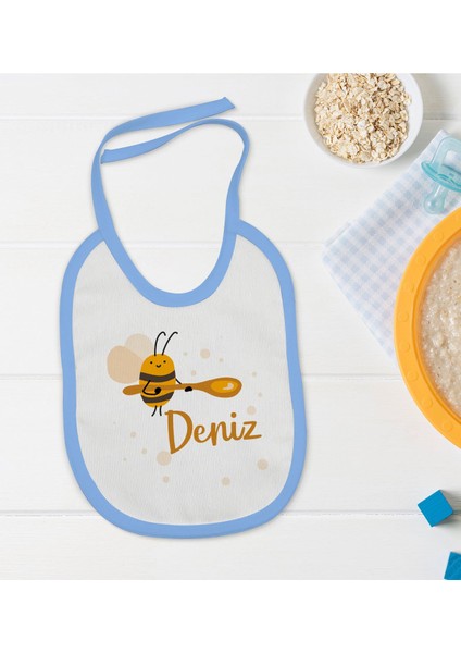 Kids Kişiye Özel Mavi Bebek Mama Önlüğü - Model 171