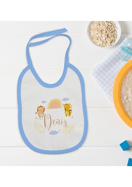 Kids Kişiye Özel Mavi Bebek Mama Önlüğü - Model 164