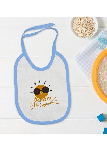 Kids Kişiye Özel Mavi Bebek Mama Önlüğü - Model 146