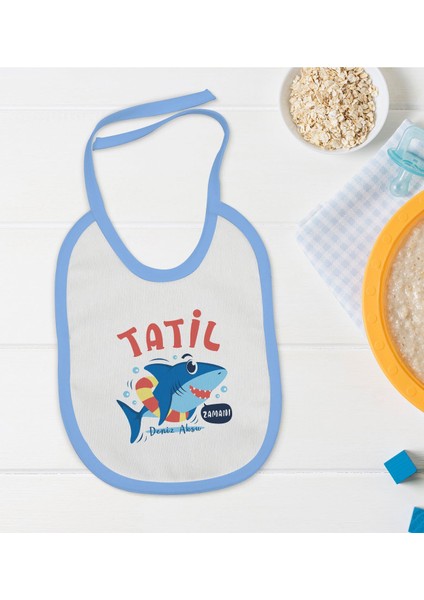 Kids Kişiye Özel Mavi Bebek Mama Önlüğü - Model 141