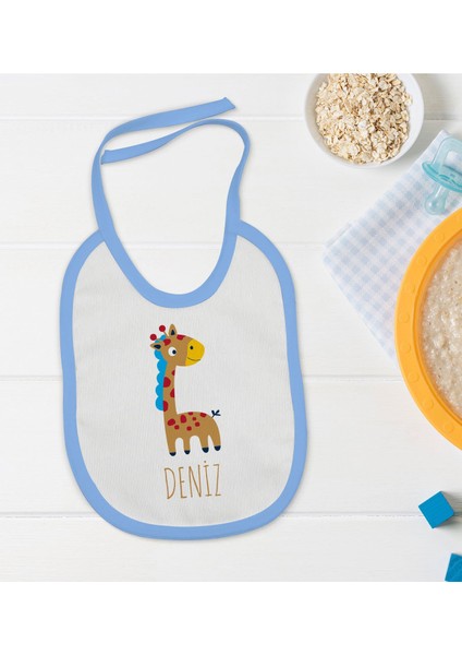 Kids Kişiye Özel Mavi Bebek Mama Önlüğü - Model 149