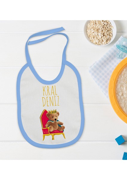 Kids Kişiye Özel Mavi Bebek Mama Önlüğü - Model 142