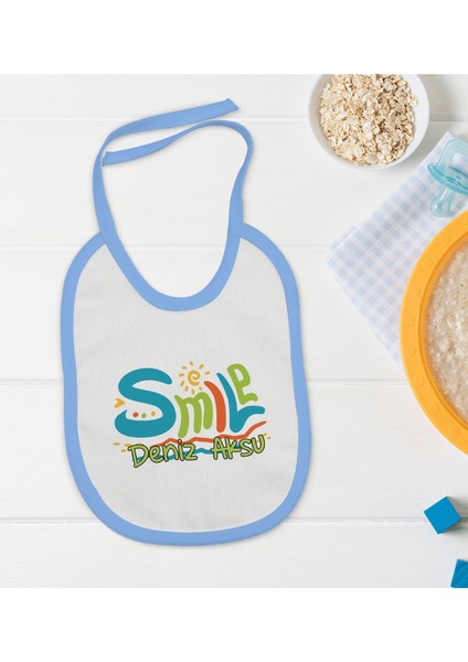 Kids Kişiye Özel Mavi Bebek Mama Önlüğü - Model 140