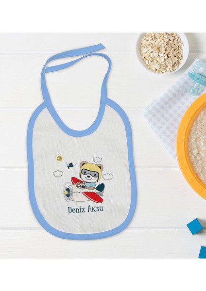 Kids Kişiye Özel Mavi Bebek Mama Önlüğü - Model 138