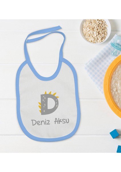 Kids Kişiye Özel Mavi Bebek Mama Önlüğü - Model 111