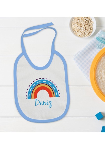 Kids Kişiye Özel Mavi Bebek Mama Önlüğü - Model 108