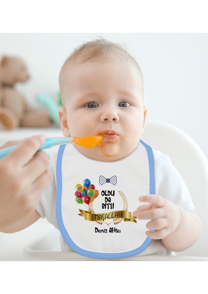 Kids Kişiye Özel Mavi Bebek Mama Önlüğü - Model 100 fiyatları