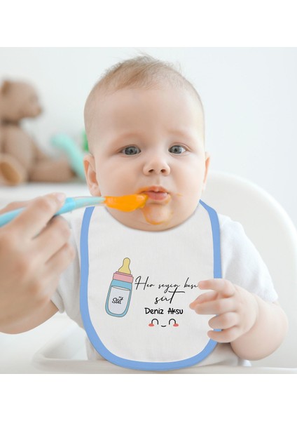 Kids Kişiye Özel Mavi Bebek Mama Önlüğü - Model 102 fiyatları