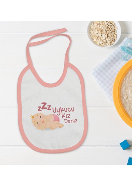 Kids Kişiye Özel Pembe Bebek Mama Önlüğü - Model 39