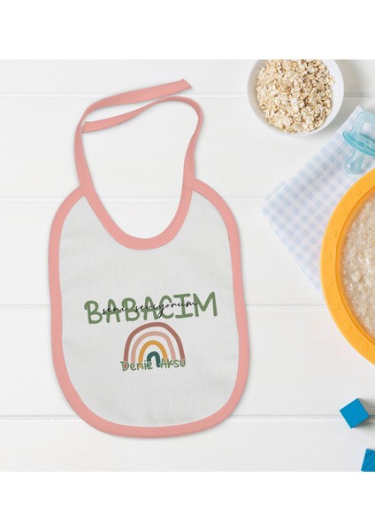 Kids Kişiye Özel Pembe Bebek Mama Önlüğü - Model 30