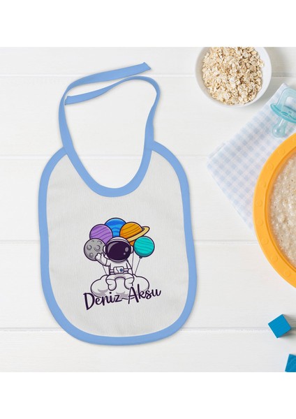 Kids Kişiye Özel Mavi Bebek Mama Önlüğü - Model 192