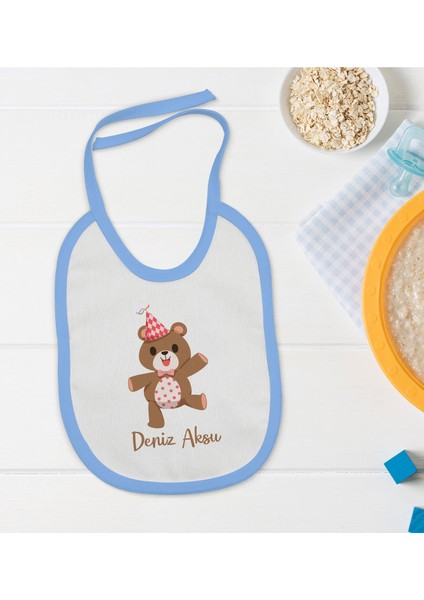 Kids Kişiye Özel Mavi Bebek Mama Önlüğü - Model 197