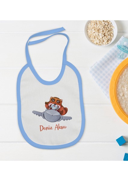 Kids Kişiye Özel Mavi Bebek Mama Önlüğü - Model 185