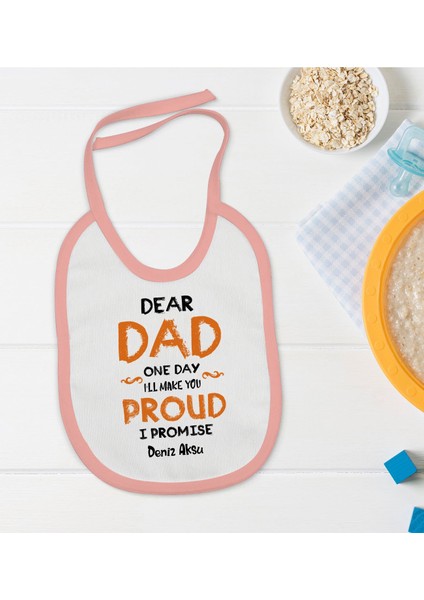 Kids Kişiye Özel Pembe Bebek Mama Önlüğü - Model 17