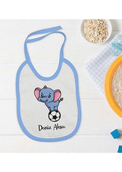 Kids Kişiye Özel Mavi Bebek Mama Önlüğü - Model 201