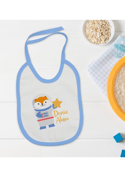 Kids Kişiye Özel Mavi Bebek Mama Önlüğü - Model 193